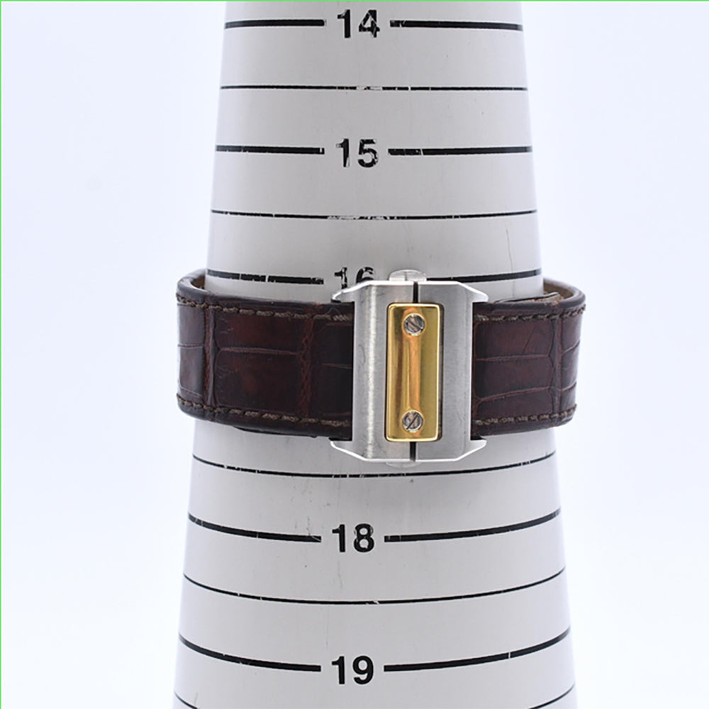 Santos 100 51mm x 38 mm Steel and Yellow Gold W20072X7