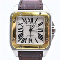 Santos 100 51mm x 38 mm Steel and Yellow Gold W20072X7
