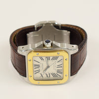 Santos 100 51mm x 38 mm Steel and Yellow Gold W20072X7
