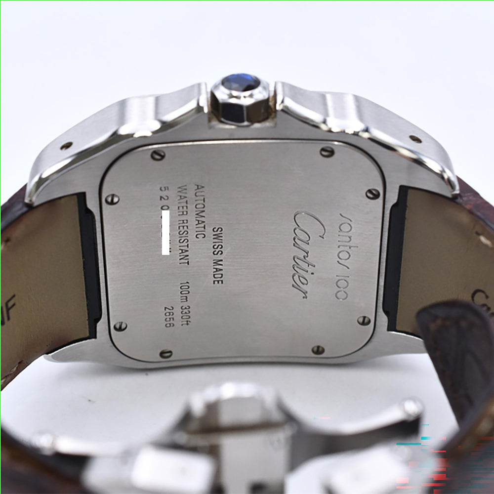 Santos 100 51mm x 38 mm Steel and Yellow Gold W20072X7
