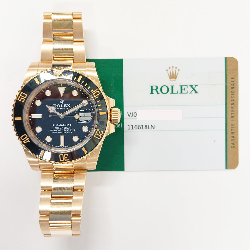 Submariner Date 40mm Black Ceramic Bezel Yellow Gold 116618LN