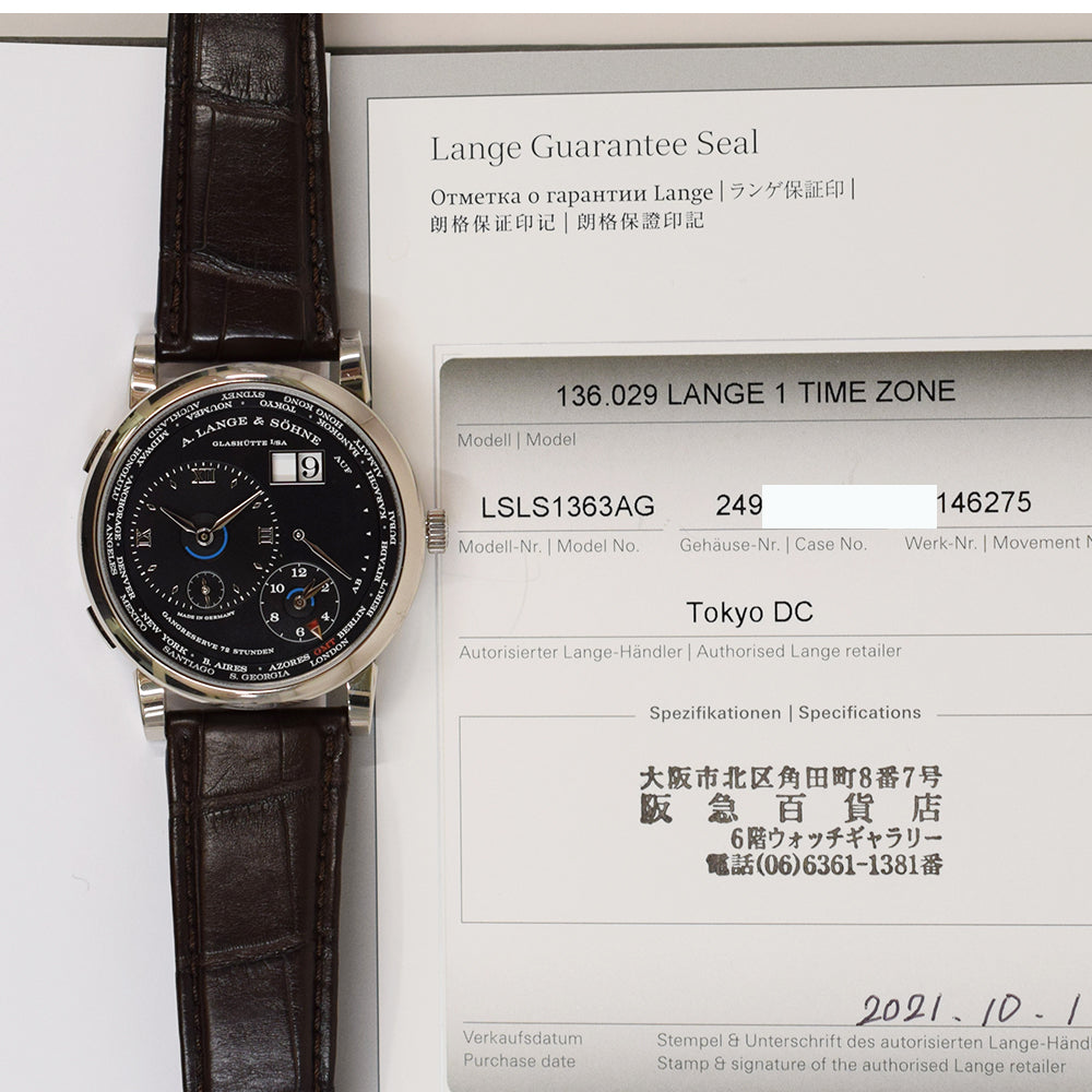 Lange 1 Time Zone 41.9mm White Gold Manual winding 136.029