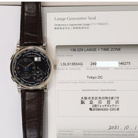 Lange 1 Time Zone 41.9mm White Gold Manual winding 136.029