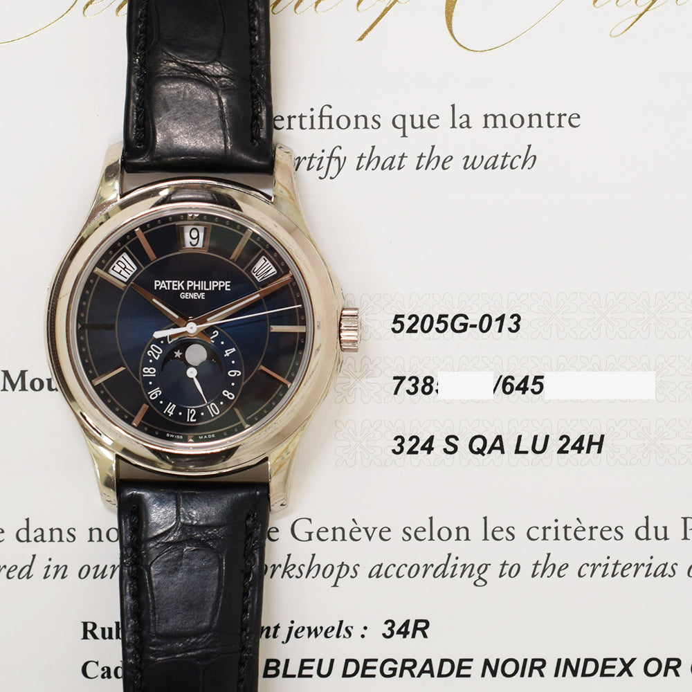 Complications 40mm Annual Calendar Moon Phase Blue Dial White Gold 5205G-013