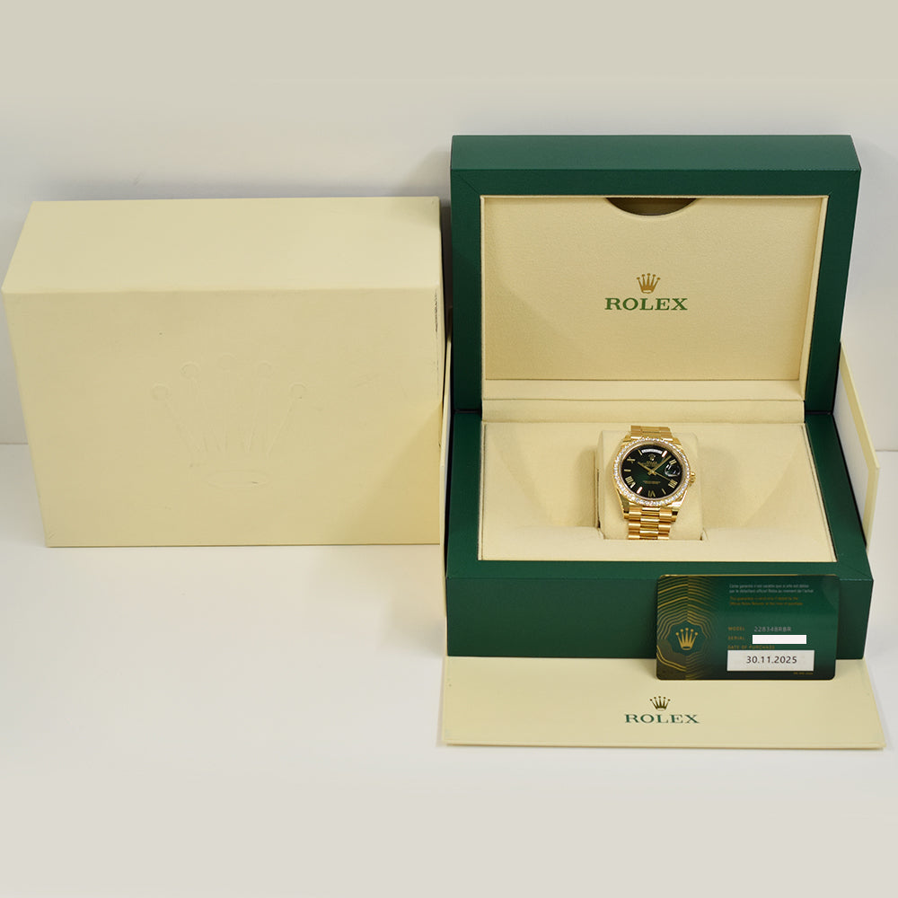 Rolex Day-Date President 228348RBR Green Ombre Dial – Golden Anvil