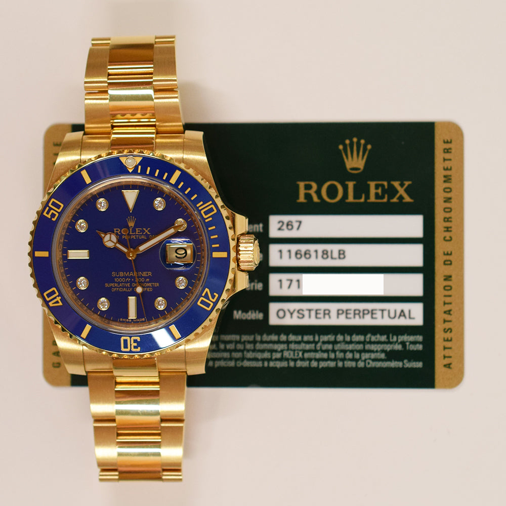 Submariner Date 40mm Black Bezel Yellow Gold 116618GLB
