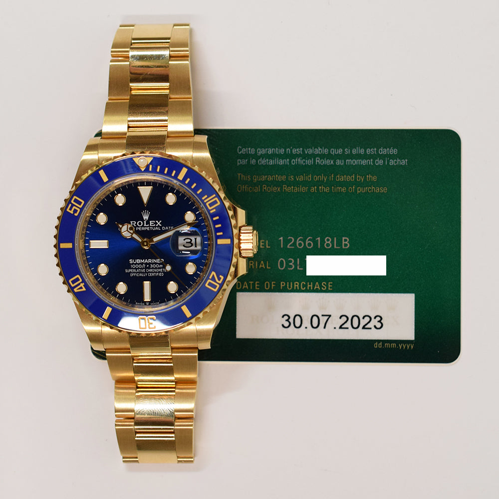 Submariner Date 41mm Blue Bezel Yellow Gold 126618LB