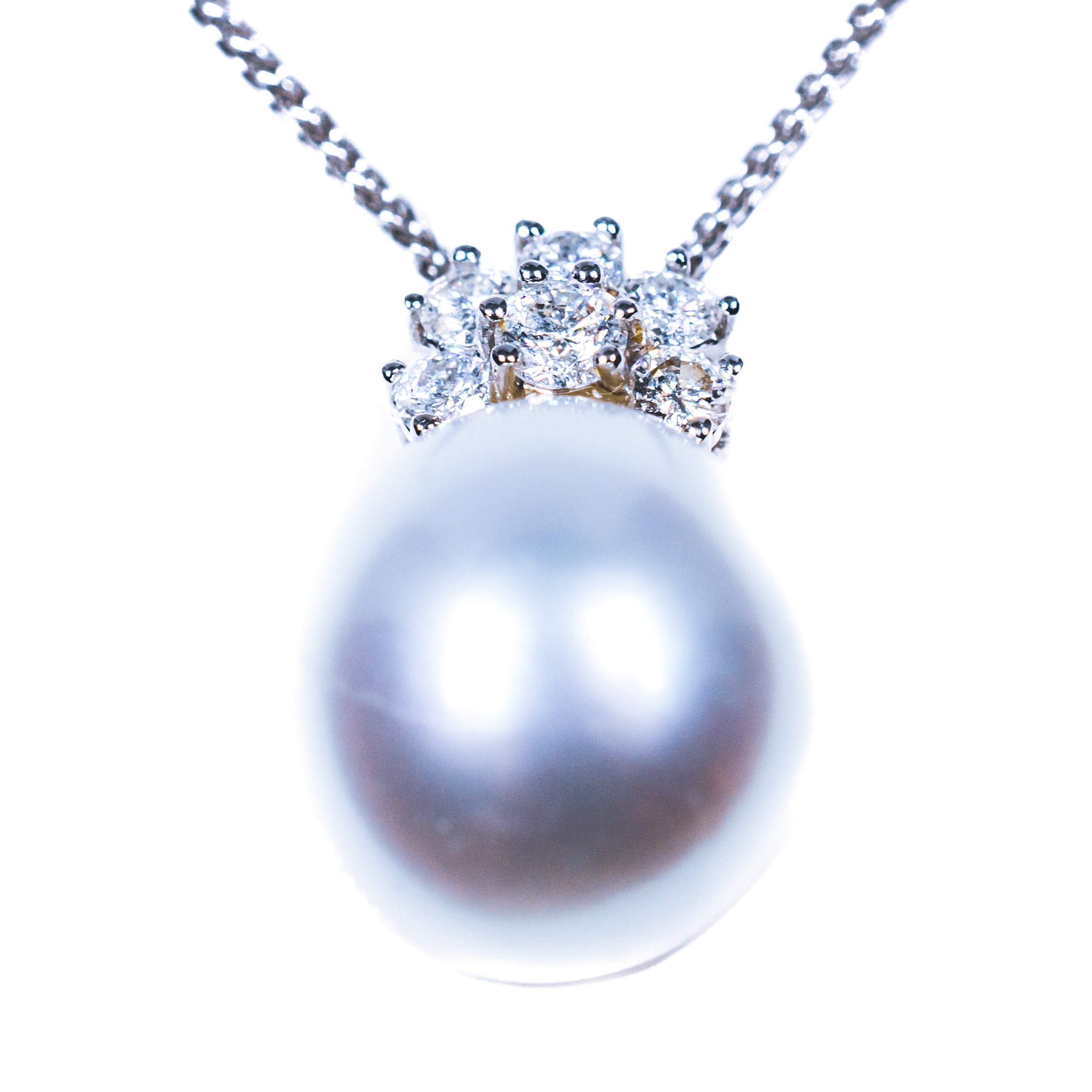 18kt White Gold South Sea Pearl and Diamond Pendant Necklace