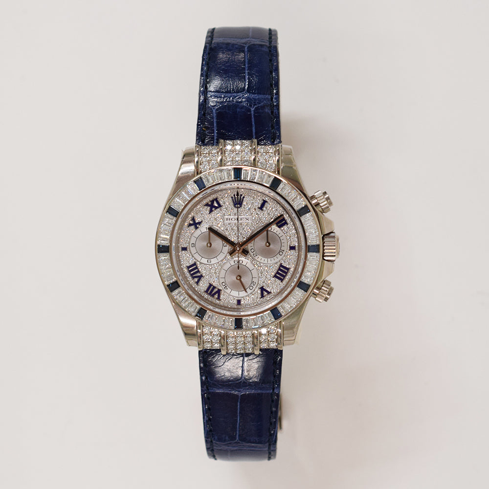 Daytona Diamond/Sapphire Case Pave Diamond Dial White Gold 116599 12SA ZER