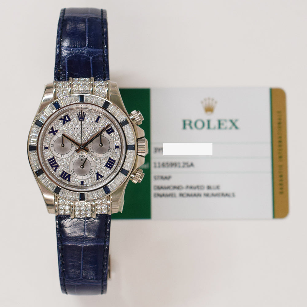 Daytona Diamond/Sapphire Case Pave Diamond Dial White Gold 116599 12SA ZER