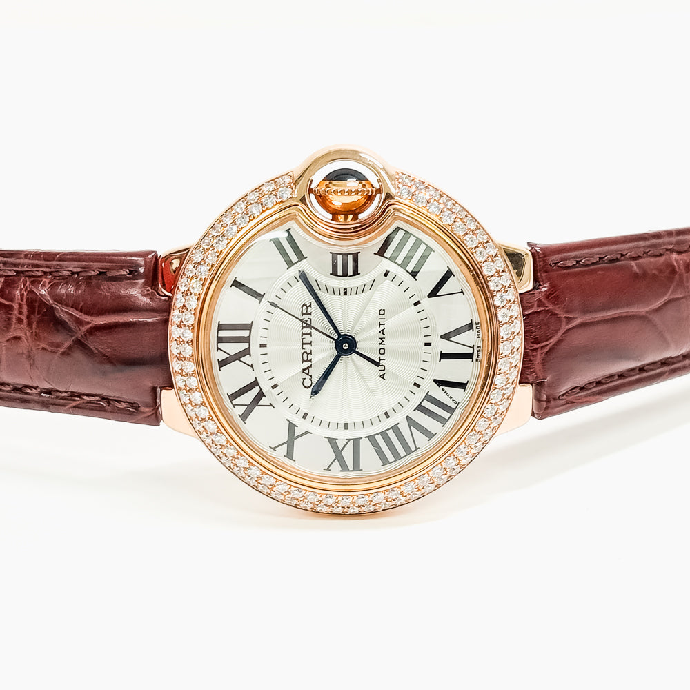 Ballon Bleu 33mm Diamond Bezel Rose Gold WE902036