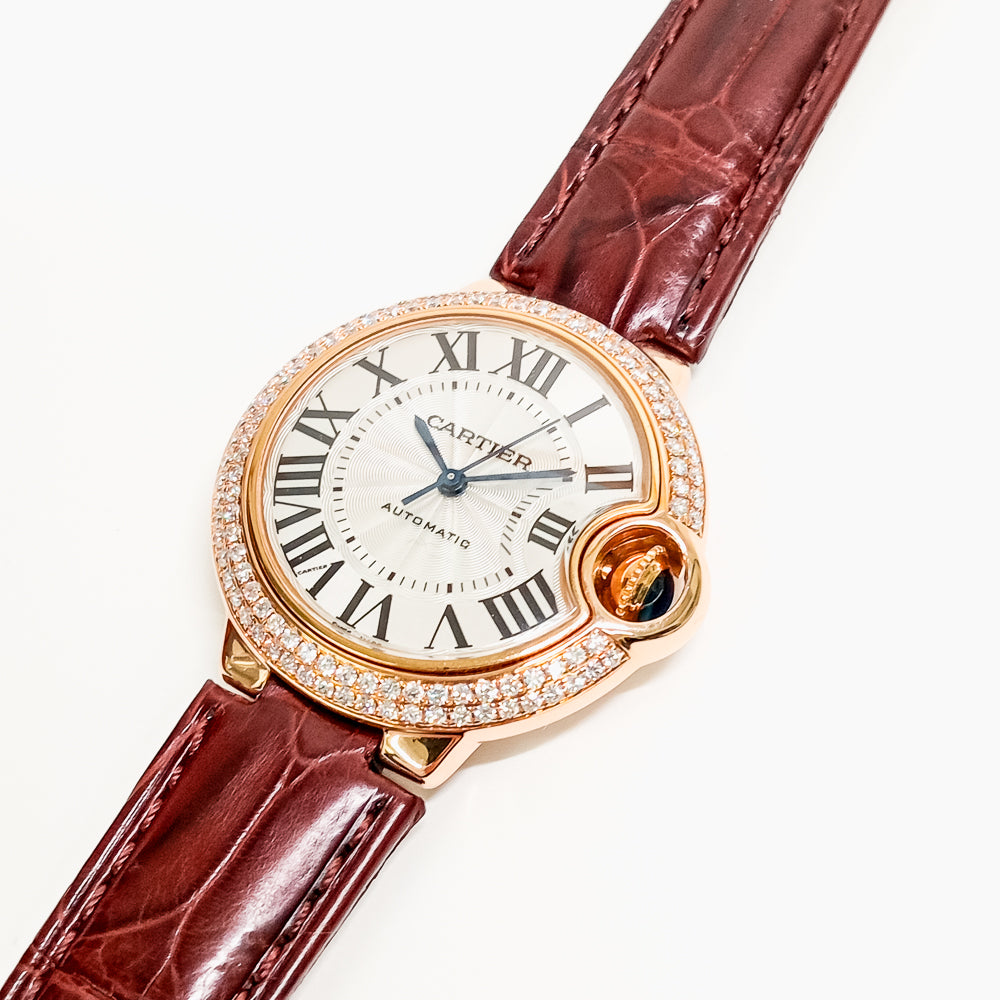 Ballon Bleu 33mm Diamond Bezel Rose Gold WE902036