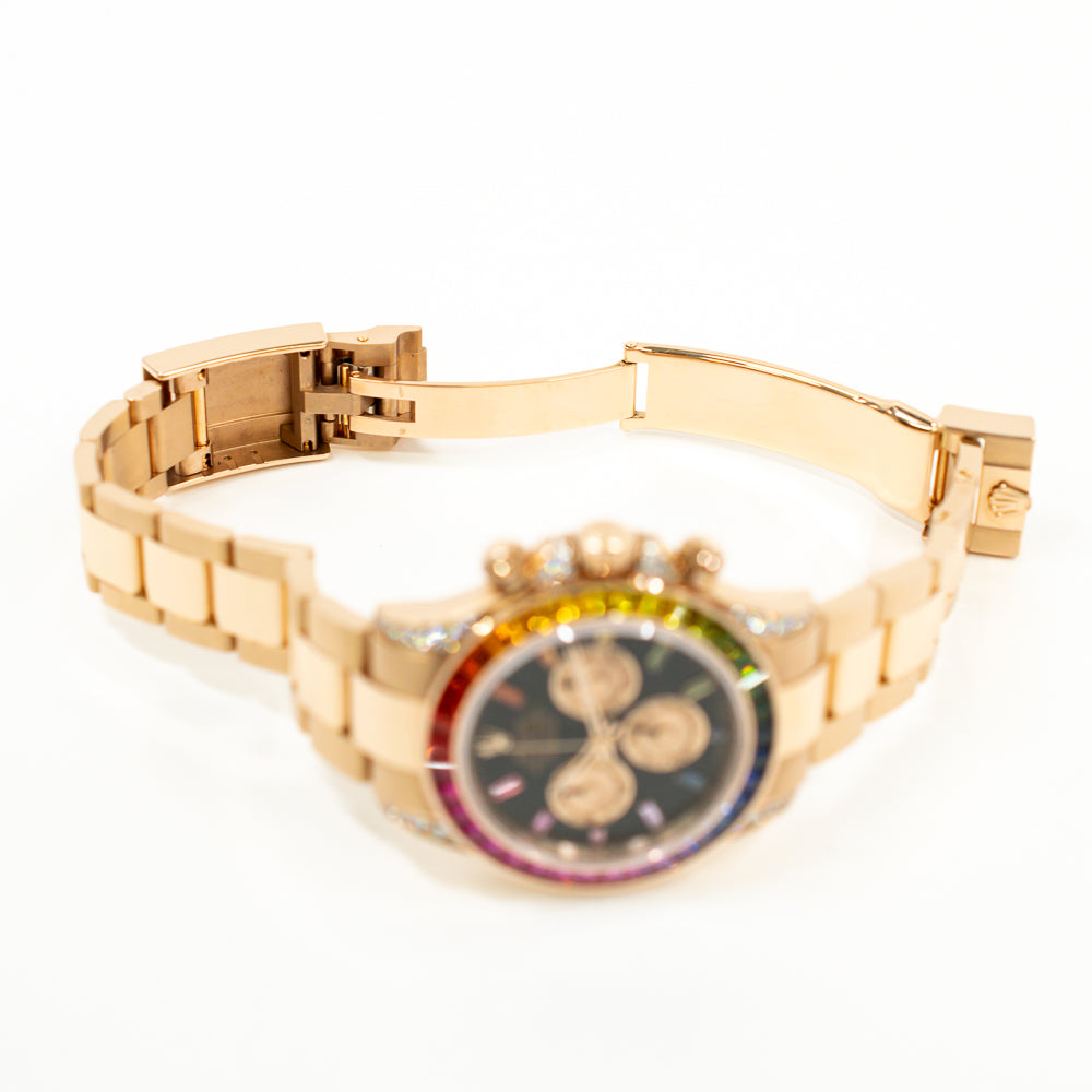 Daytona Rainbow Sapphire Bezel Diamond Lugs and Crown Rose Gold  116595RBOW