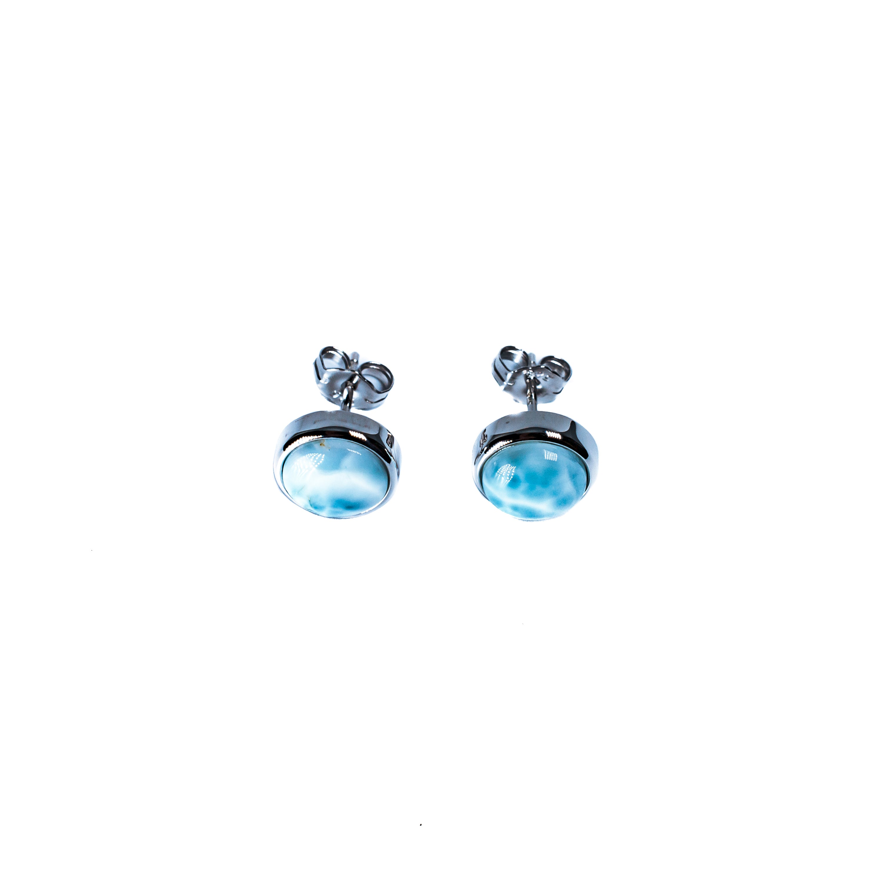 Sterling Silver Larimar 10mm Stud Earrings