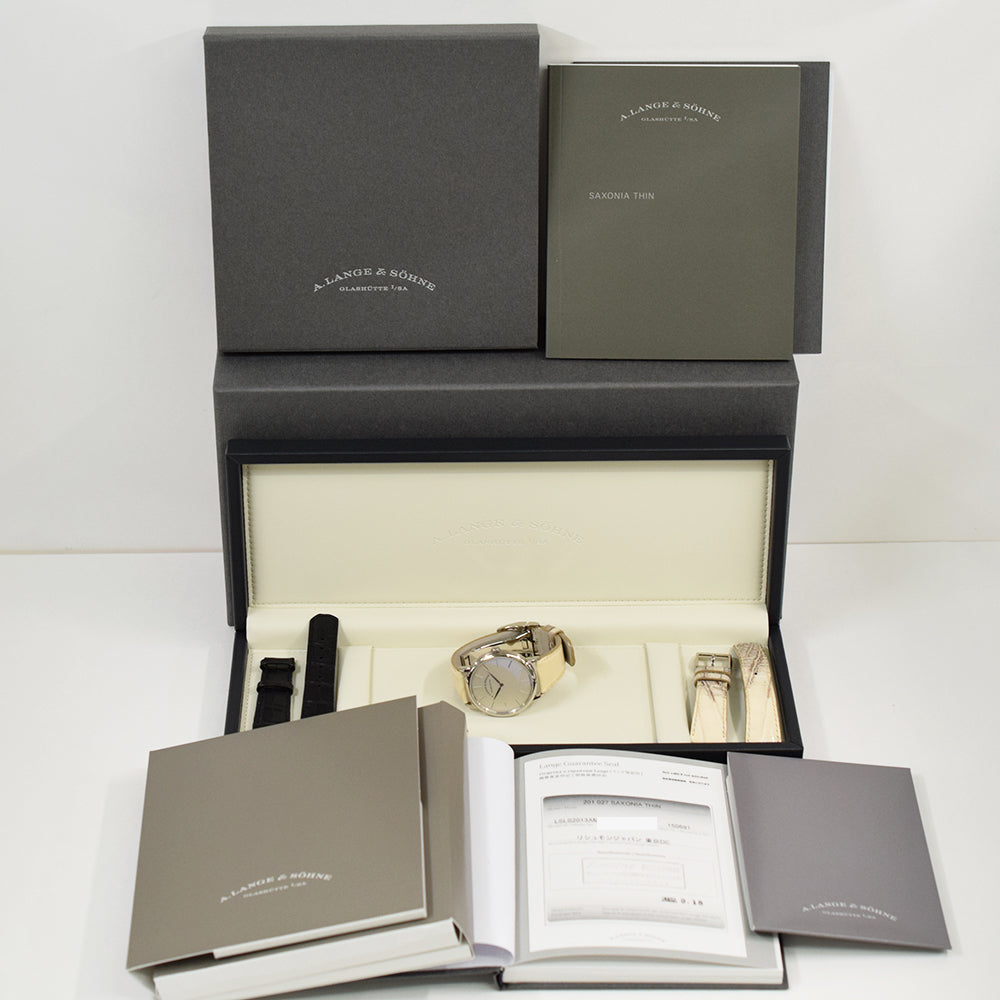 Saxonia Thin 37mm White Gold Manual Winding 201.027