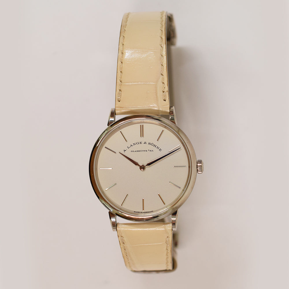 Saxonia Thin 37mm White Gold Manual Winding 201.027