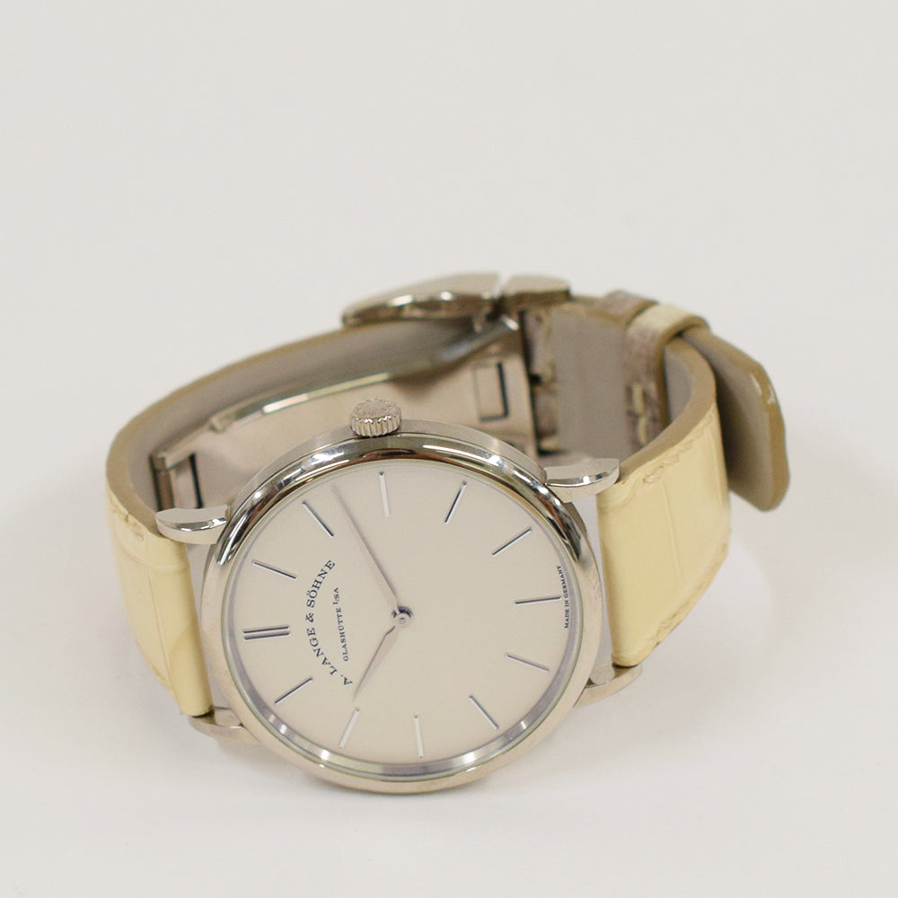 Saxonia Thin 37mm White Gold Manual Winding 201.027