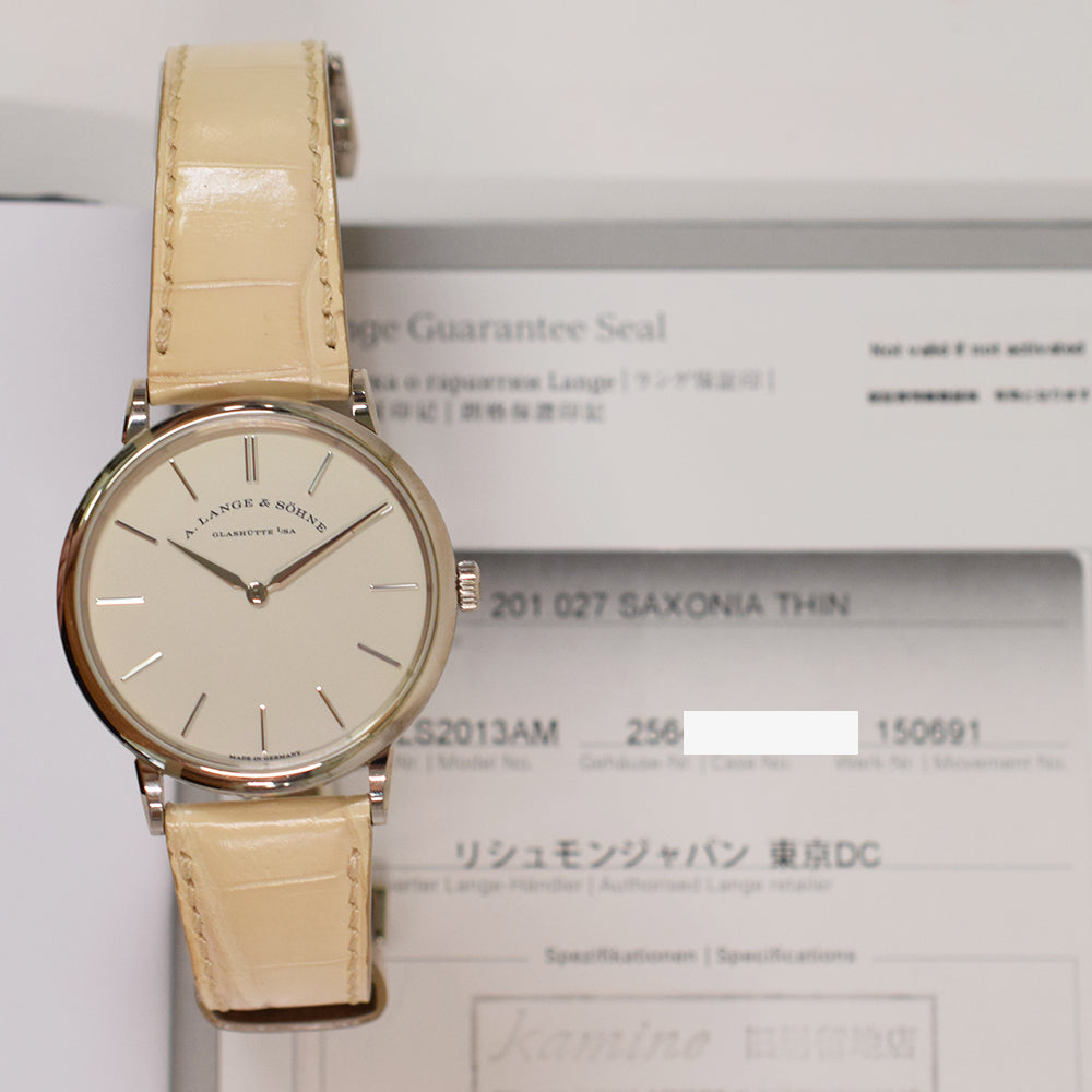 Saxonia Thin 37mm White Gold Manual Winding 201.027