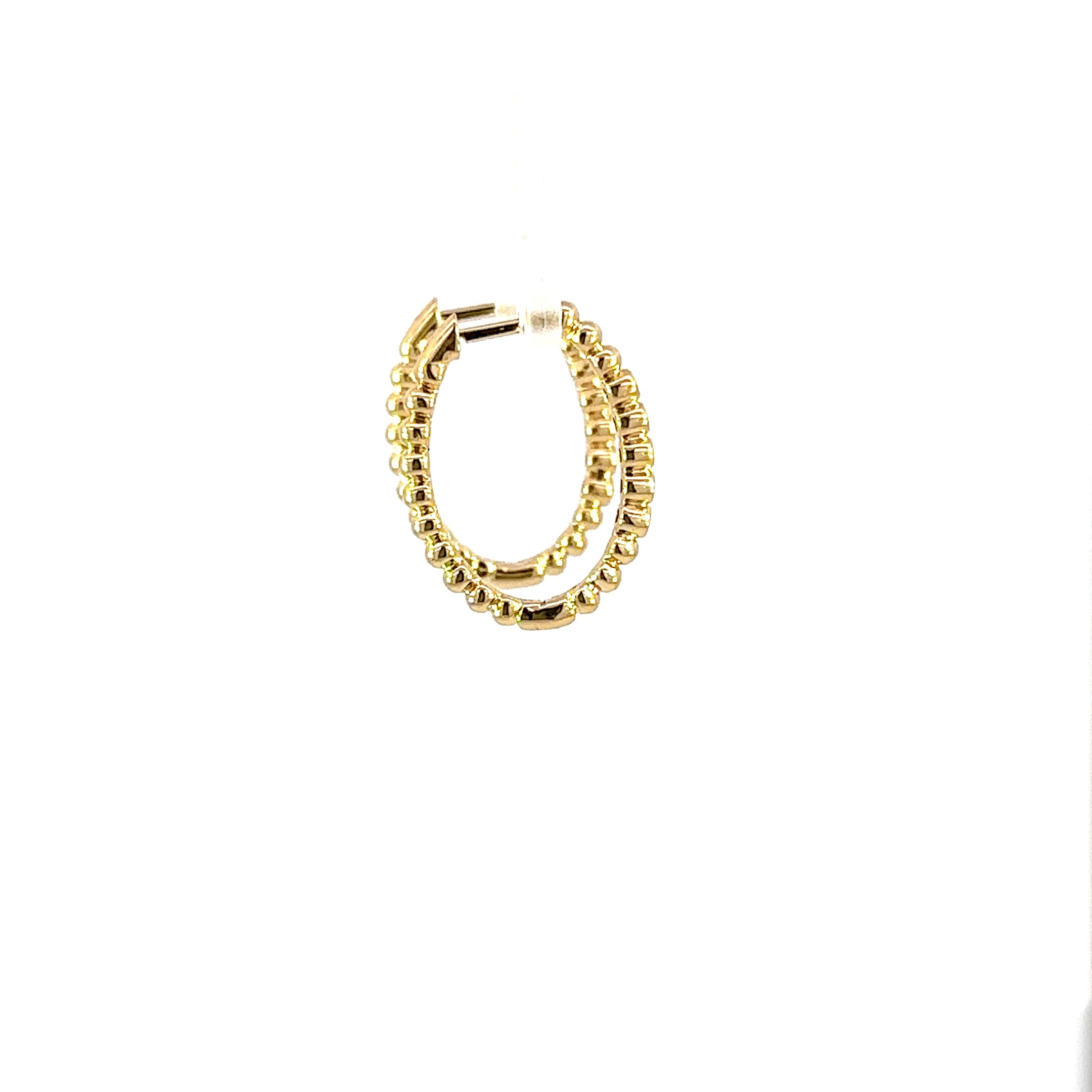 14k Yellow Gold & Bezel Set Diamond Beaded Hoops