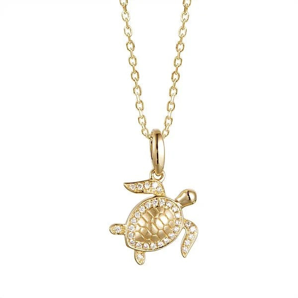 14kt yg Diamond Turtle Necklac