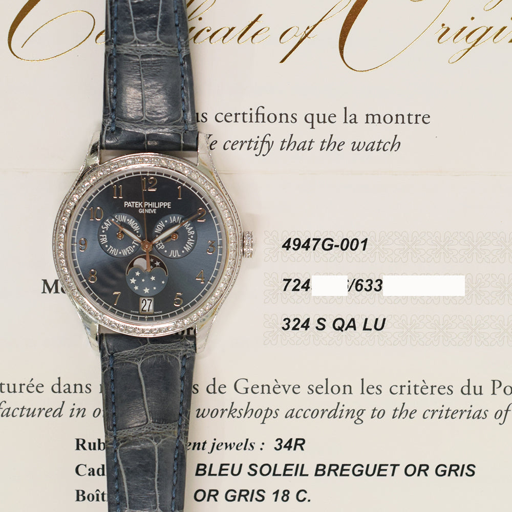 Complications Annual Calendar Moon Phase Selfwinding 38mm Diamond Bezel White Gold 4947G-001
