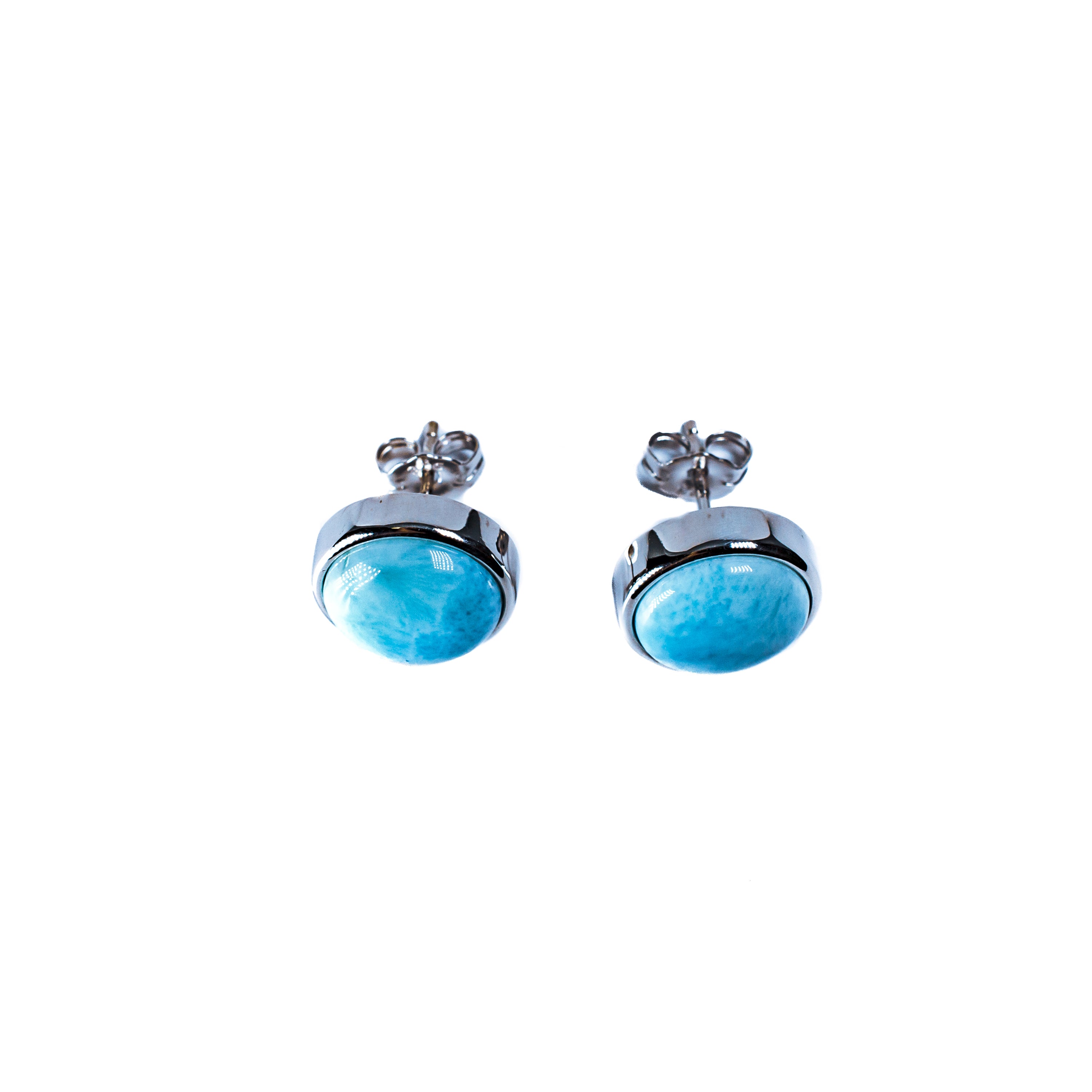 Sterling Silver Larimar 12mm Stud Earrings