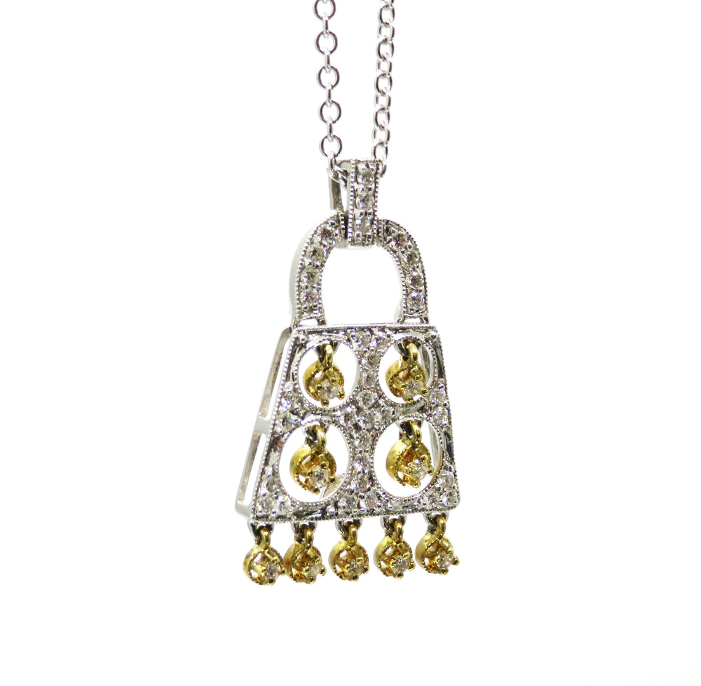14kt Two Tone Yellow and White Gold Purse Style Necklace
