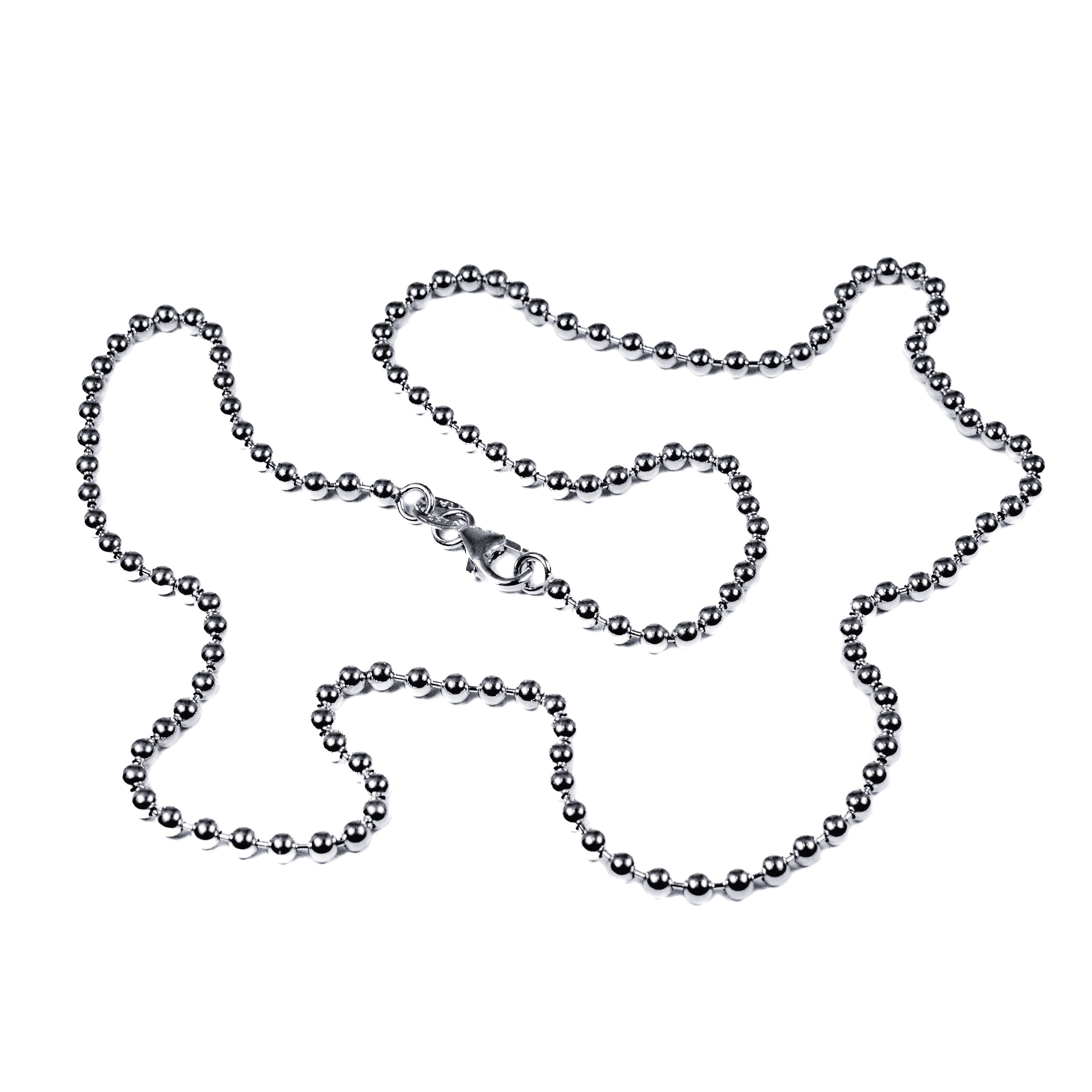 14kt White Gold Bead 2.5mm Chain 18"