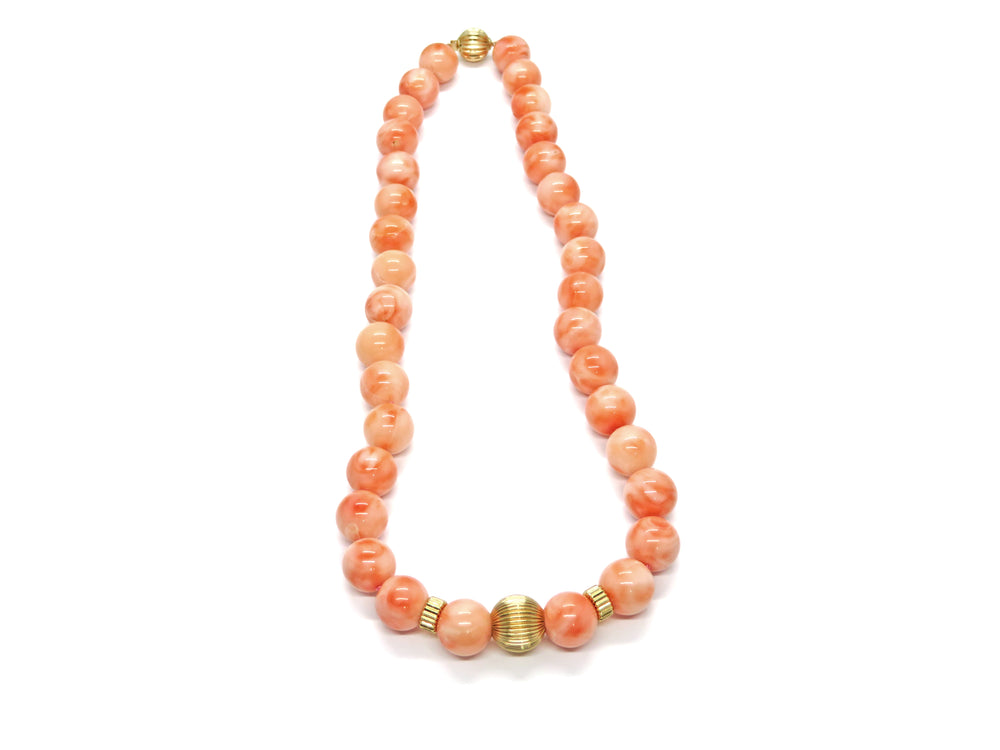 14kt Yellow Gold 18" Coral Bead Necklace