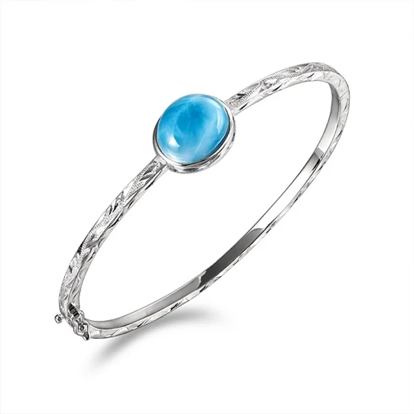 Silver Larimar Bangle