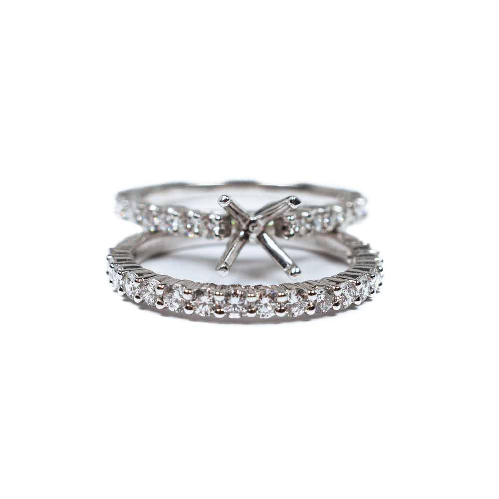 Platinum Semi Mount Diamond Engagement Ring Set