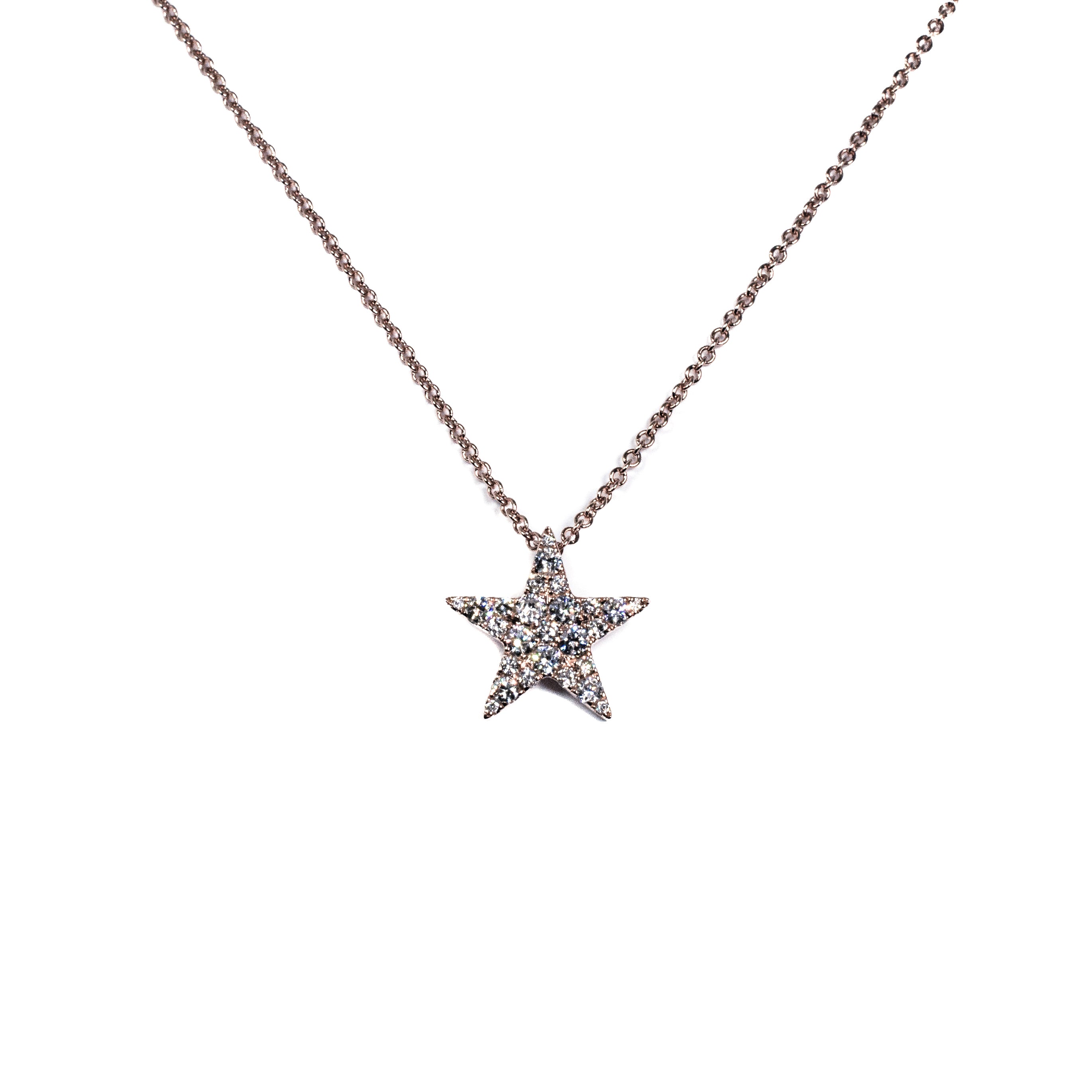 18kt Rose Gold Diamond Star Necklace