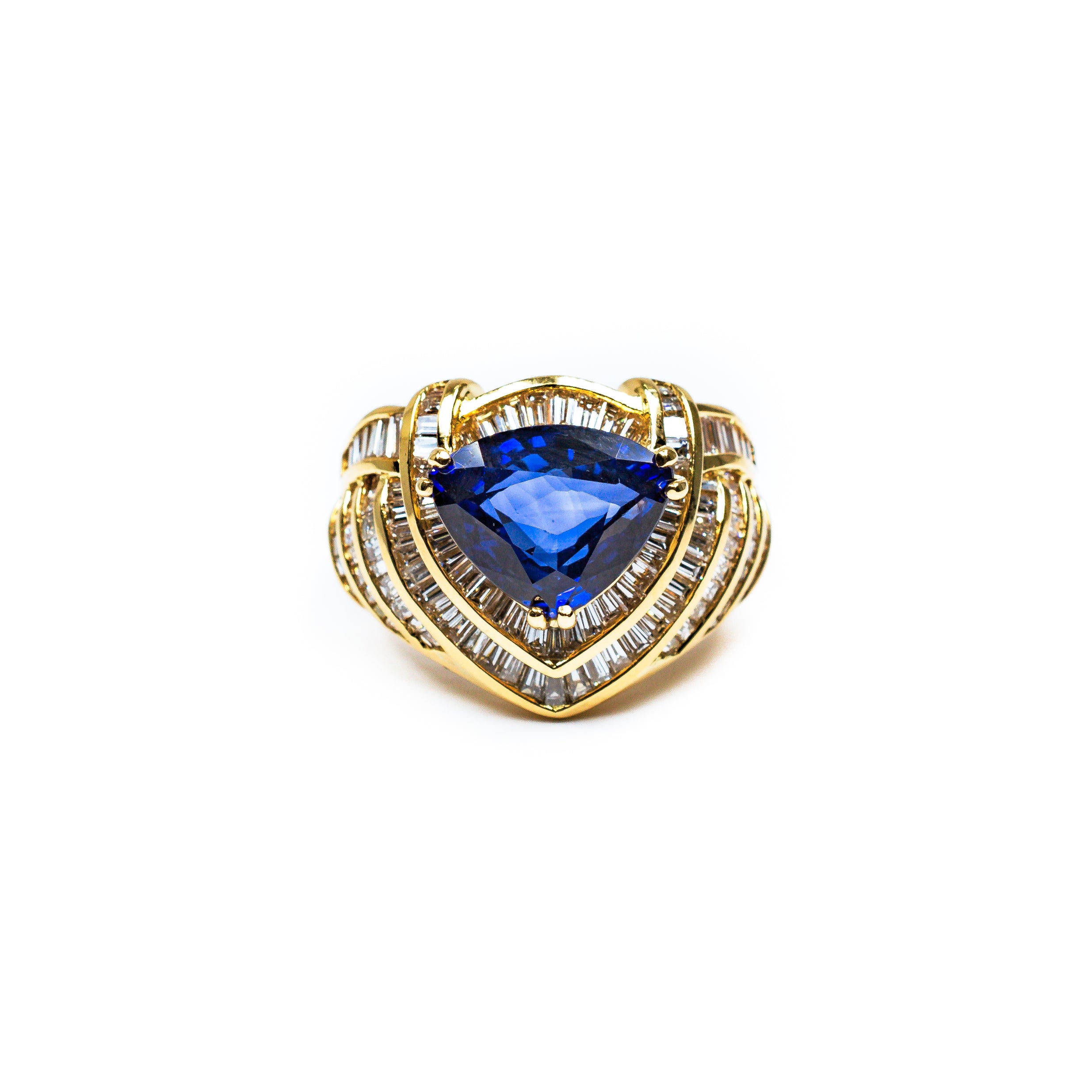 18kt Yellow Gold Blue Sapphire and Diamond Ring