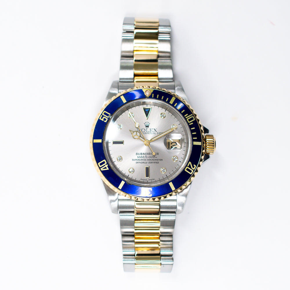 Submariner Date 40mm Blue Bezel "Serti Dial" Steel and Yellow Gold 16613SG