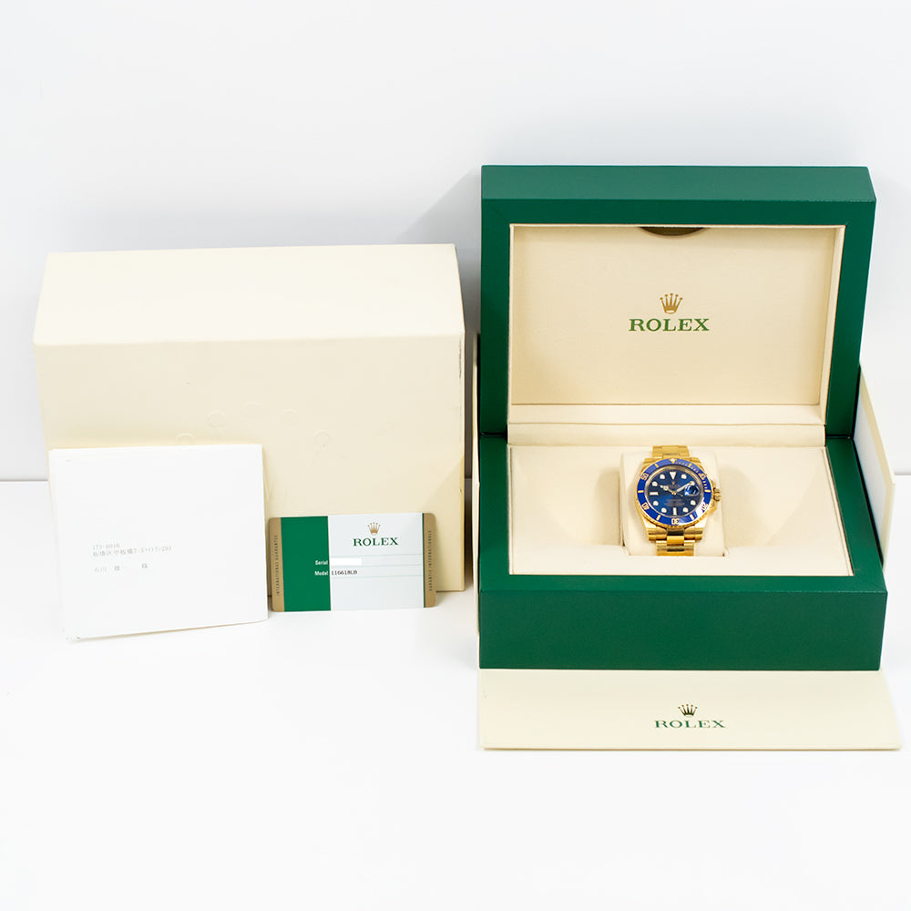 Submariner Date 40mm Blue Ceramic Bezel Yellow Gold 116618LB