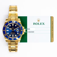 Submariner Date 40mm Blue Ceramic Bezel Yellow Gold 116618LB