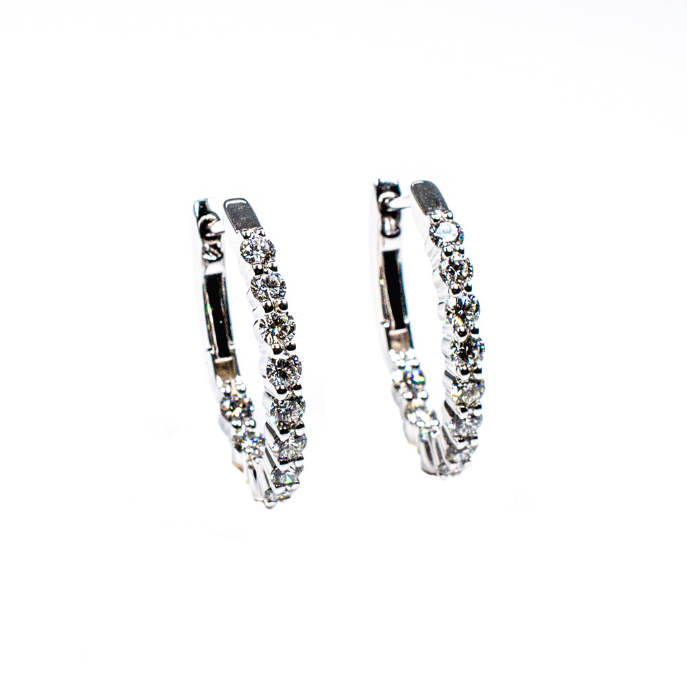 14kt White Gold In and Out Diamond Hoop Earrings