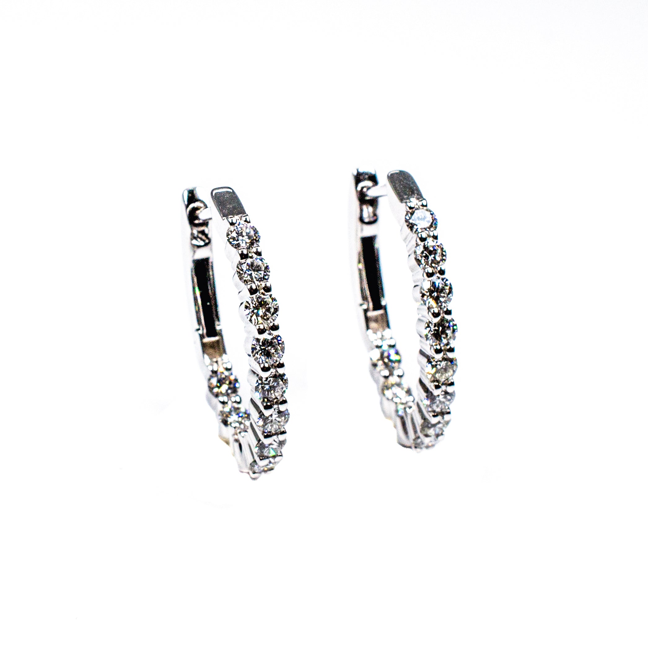 14kt White Gold In and Out Diamond Hoop Earrings