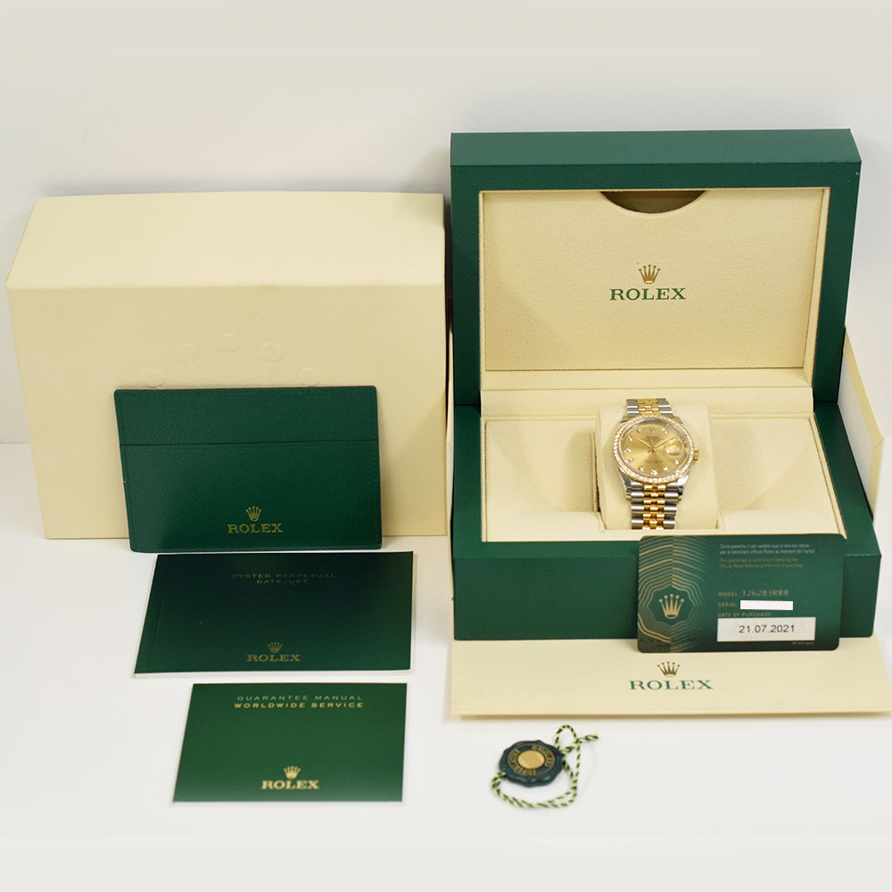 Datejust 36mm Diamond Bezel Steel and Yellow Gold 126283RBR