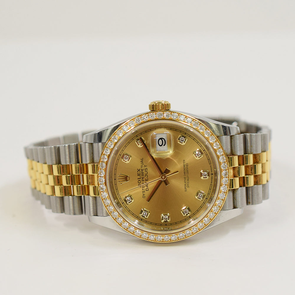 Datejust 36mm Diamond Bezel Steel and Yellow Gold 126283RBR