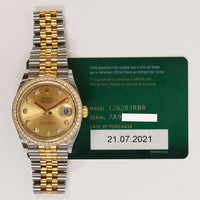 Datejust 36mm Diamond Bezel Steel and Yellow Gold 126283RBR