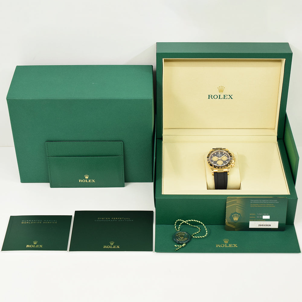 Daytona Yellow Gold Black Ceramic Bezel with Rubber Strap 126518LN