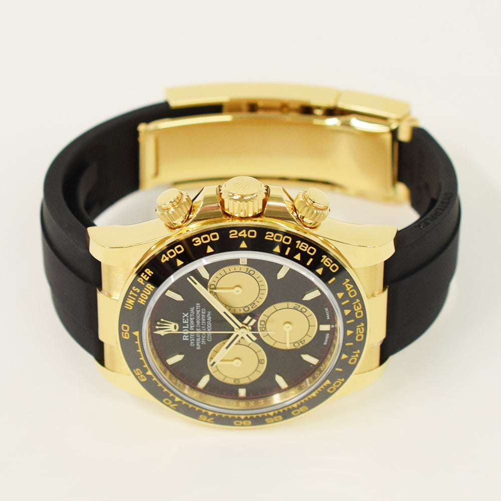 Daytona Yellow Gold Black Ceramic Bezel with Rubber Strap 126518LN