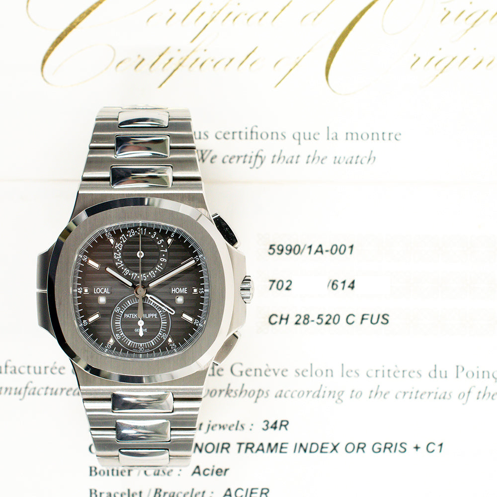 Nautilus 40mm Flyback Chronograph Travel Time Stainless Steel 5990/1A-001