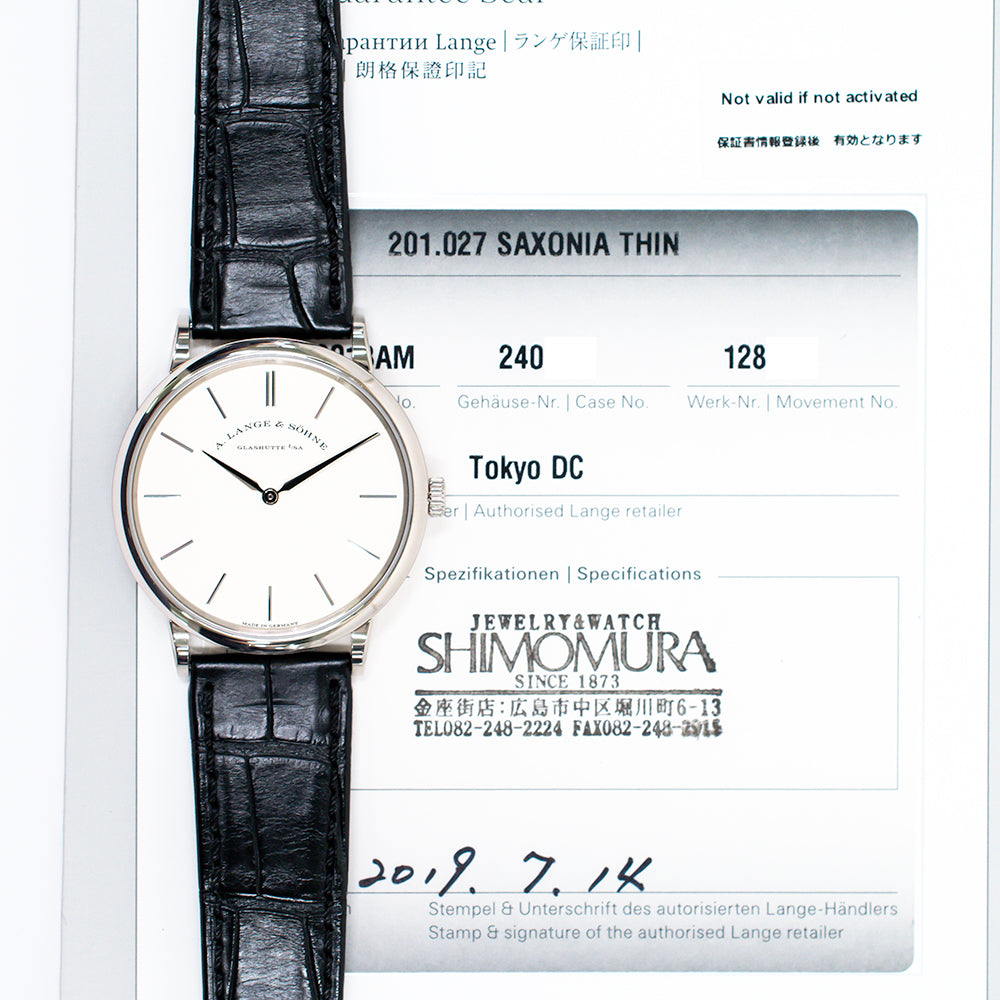 Saxonia Thin 37mm White Gold Manual Winding 201.027