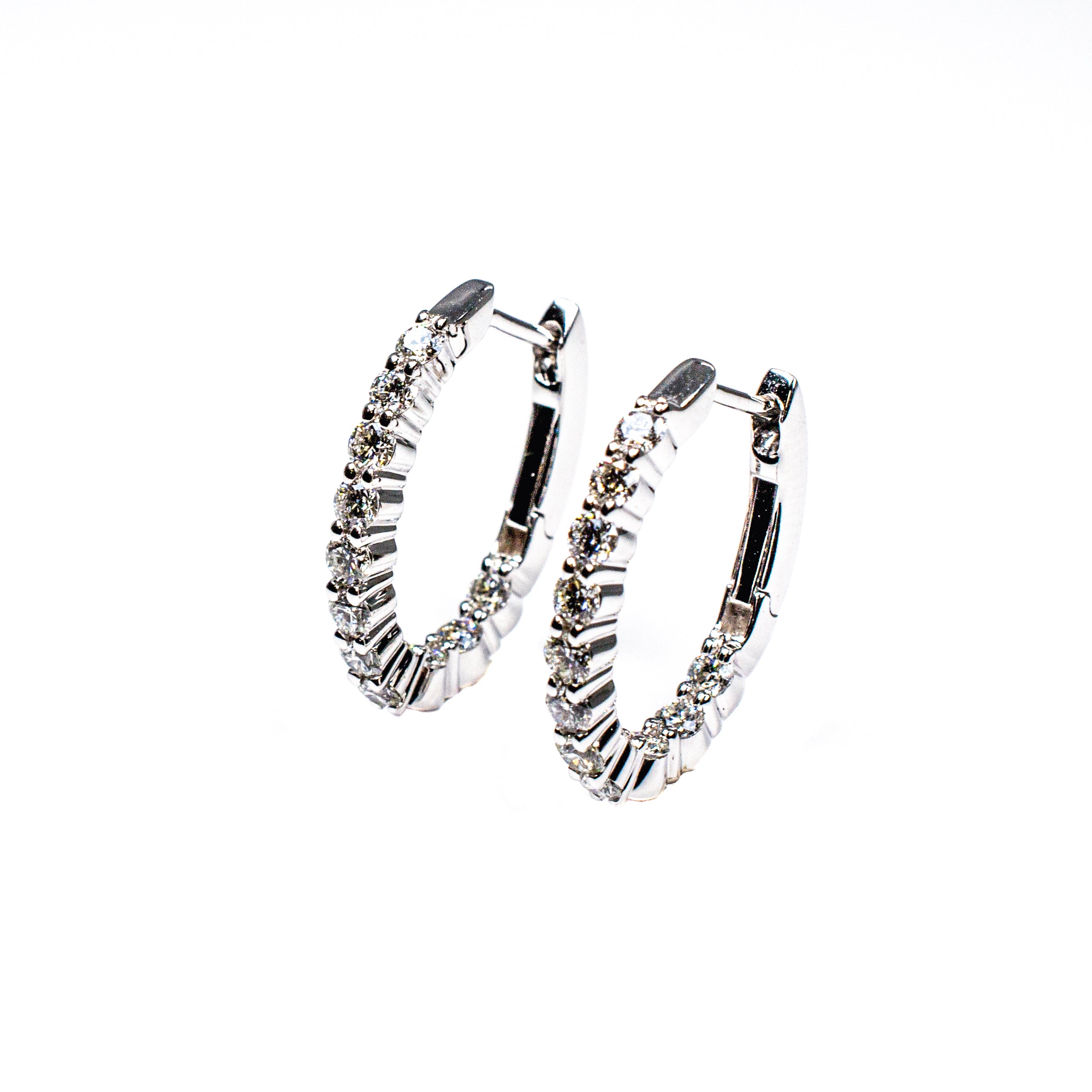 14kt White Gold In and Out Diamond Hoop Earrings