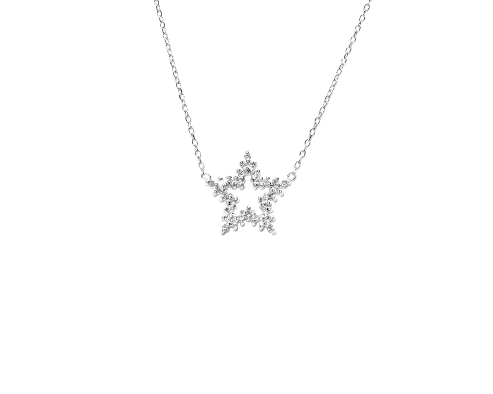 14kt White Gold Diamond Star Pendant Necklace