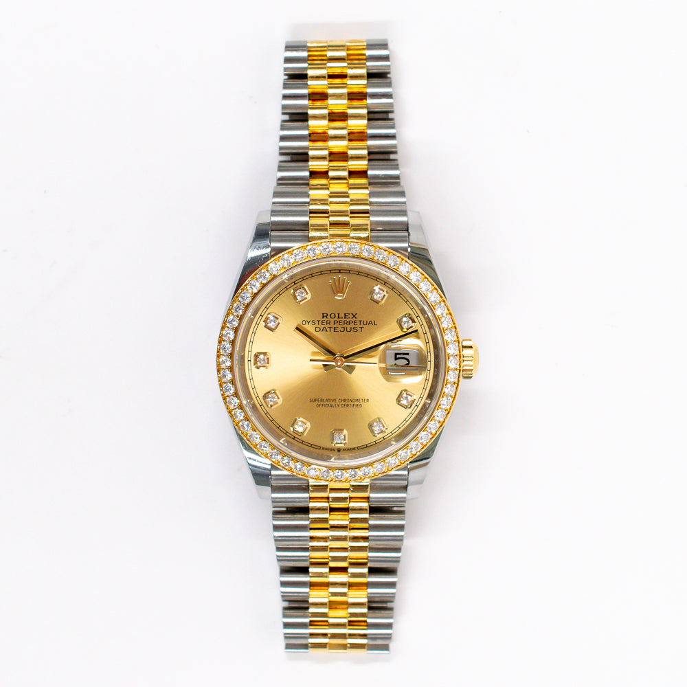 Datejust 36mm Diamond Bezel Steel and Yellow Gold 126283RBR