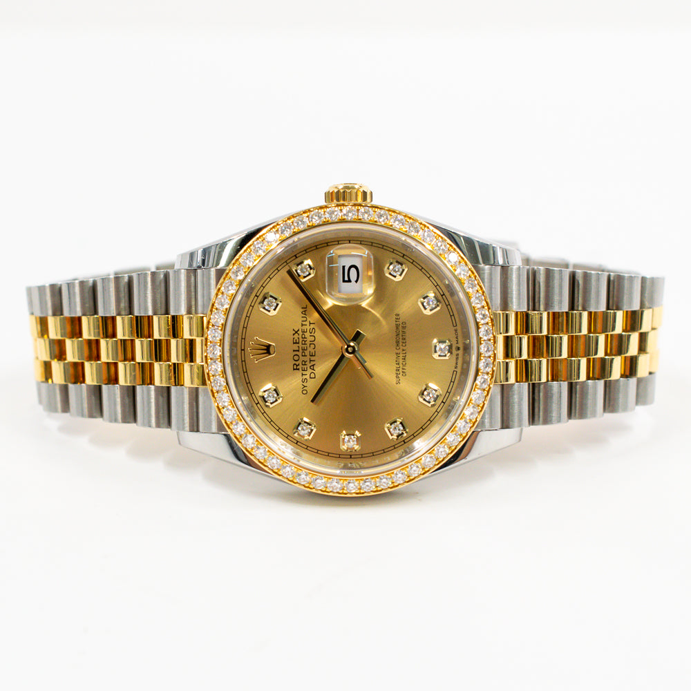Datejust 36mm Diamond Bezel Steel and Yellow Gold 126283RBR