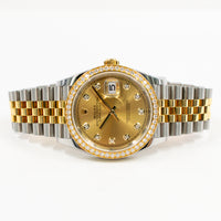 Datejust 36mm Diamond Bezel Steel and Yellow Gold 126283RBR